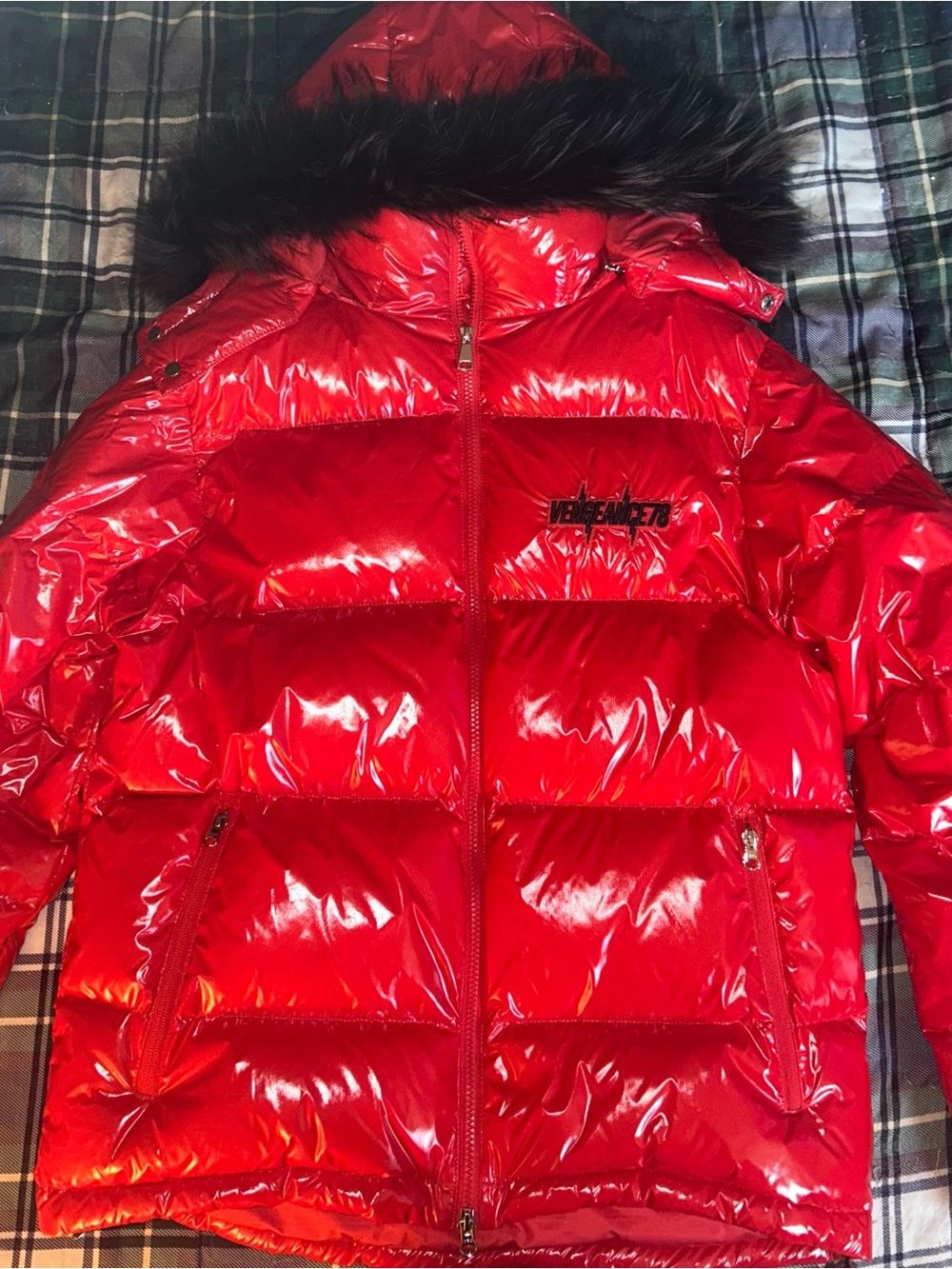 Vengeance78 - Vengeance of Cincy Puffer Jacket - Red & Black - NWOT